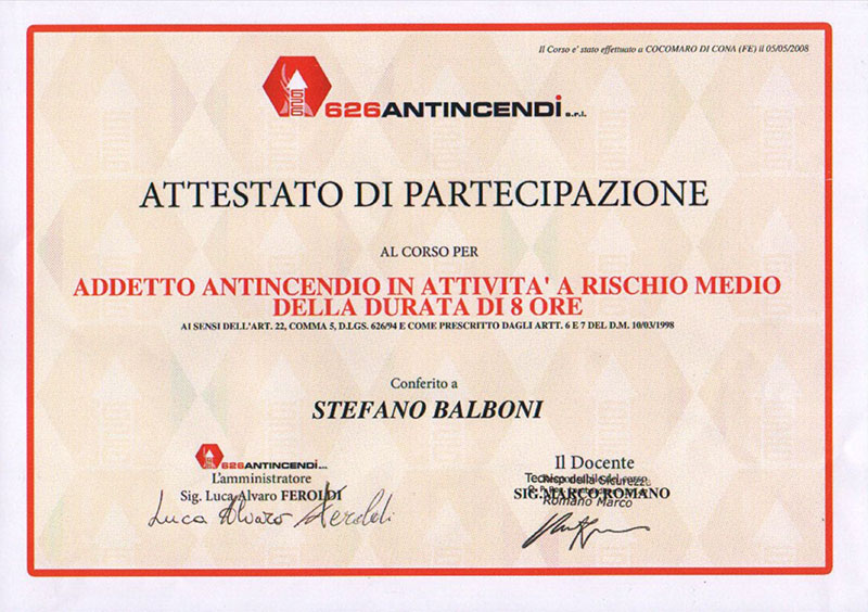 corso incendio